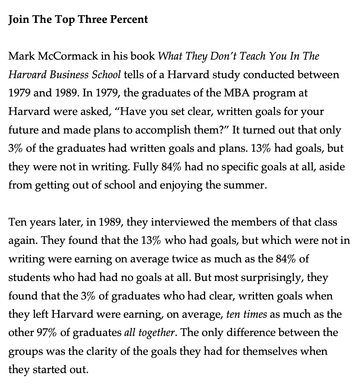 The imortance of Written Clear Goals